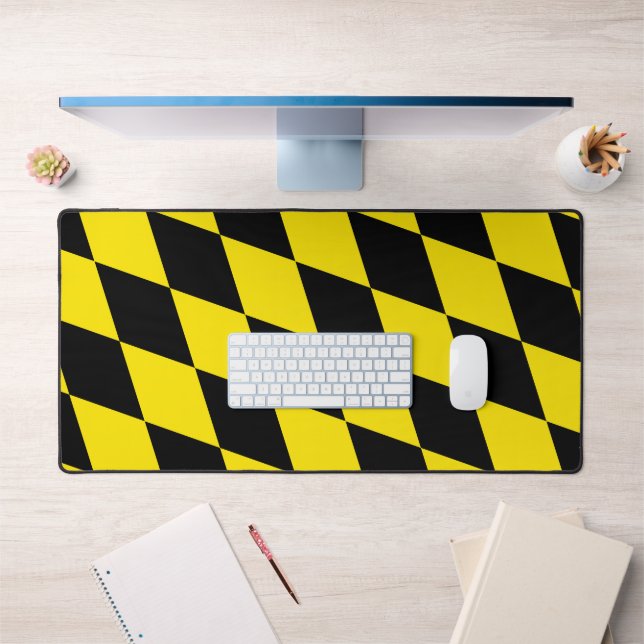 Black and Yellow Bavaria Diamond Flag Pattern Desk Mat (Office 1)