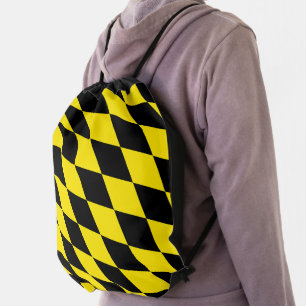 Black and Yellow Bavaria Diamond Flag Pattern Drawstring Bag