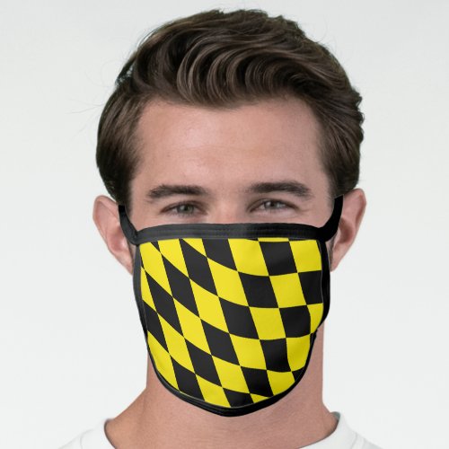 Black and Yellow Bavaria Diamond Flag Pattern Face Mask