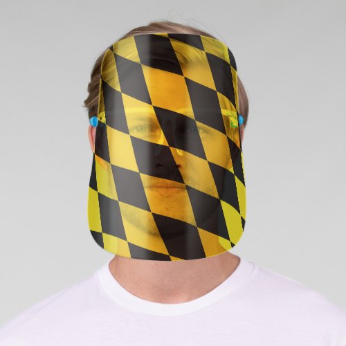 Black and Yellow Bavaria Diamond Flag Pattern Face Shield