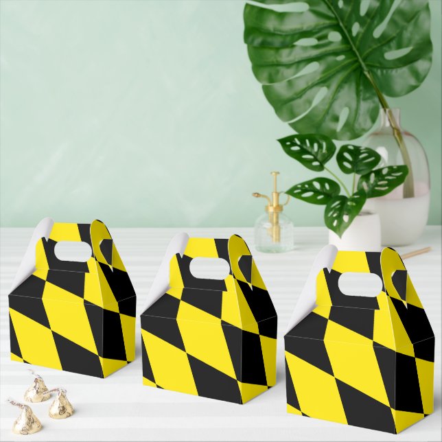 Black and Yellow Bavaria Diamond Flag Pattern Favor Boxes (Multiple)