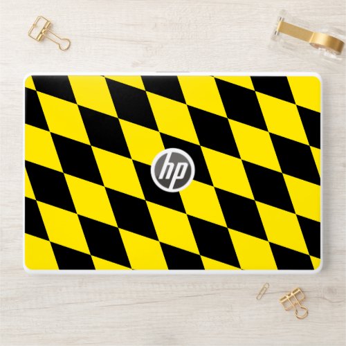 Black and Yellow Bavaria Diamond Flag Pattern HP Laptop Skin