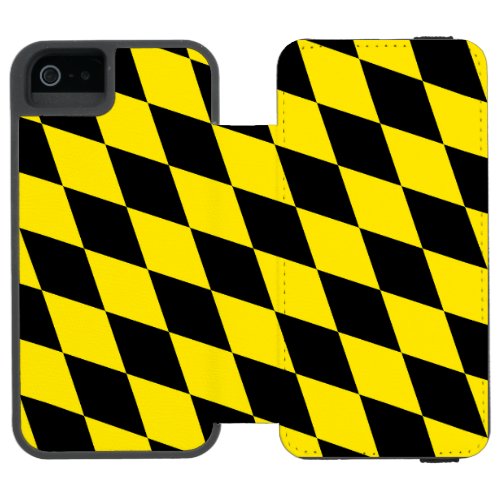 Black and Yellow Bavaria Diamond Flag Pattern iPhone SE55s Wallet Case