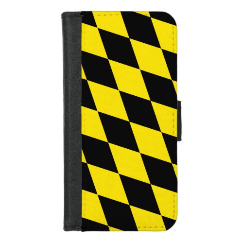 Black and Yellow Bavaria Diamond Flag Pattern iPhone 87 Wallet Case