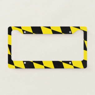 Black and Yellow Bavaria Diamond Flag Pattern License Plate Frame