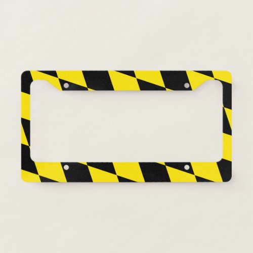 Black and Yellow Bavaria Diamond Flag Pattern License Plate Frame
