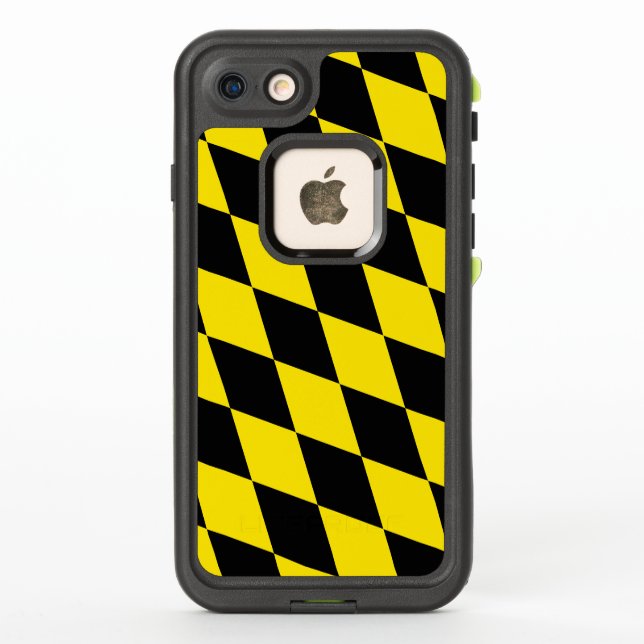Black and Yellow Bavaria Diamond Flag Pattern LifeProof iPhone Case (Back)