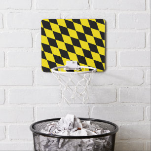Black and Yellow Bavaria Diamond Flag Pattern Mini Basketball Hoop