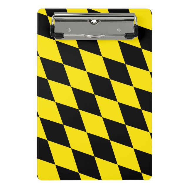 Black and Yellow Bavaria Diamond Flag Pattern Mini Clipboard (Front)
