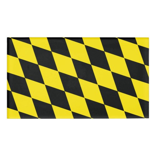 Black and Yellow Bavaria Diamond Flag Pattern Name Tag