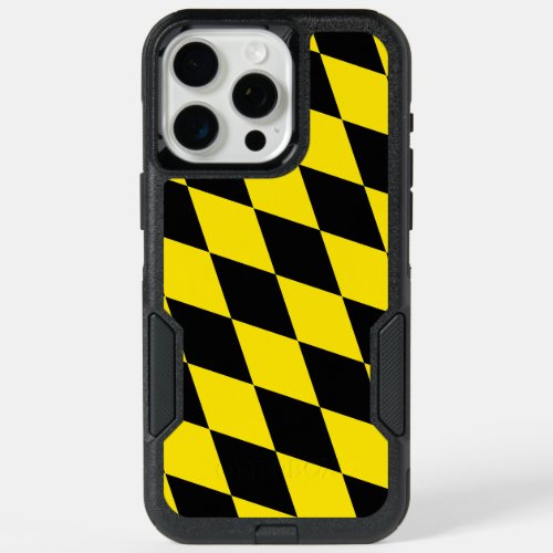 Black and Yellow Bavaria Diamond Flag Pattern iPhone 15 Pro Max Case