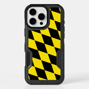 Black and Yellow Bavaria Diamond Flag Pattern iPhone 16 Pro Max Case