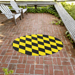 Black and Yellow Bavaria Diamond Flag Pattern Outdoor Rug