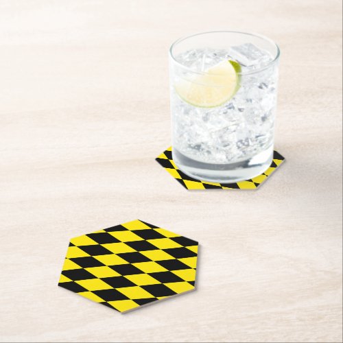 Black and Yellow Bavaria Diamond Flag Pattern Paper Coaster