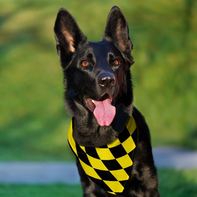 Black and Yellow Bavaria Diamond Flag Pattern Pet Bandana Collar (Dog)