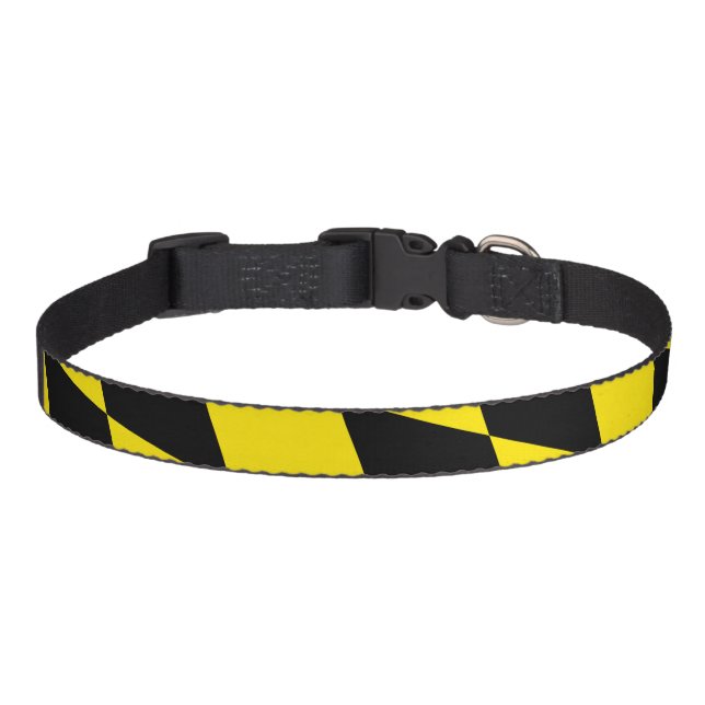 Black and Yellow Bavaria Diamond Flag Pattern Pet Collar (Front)