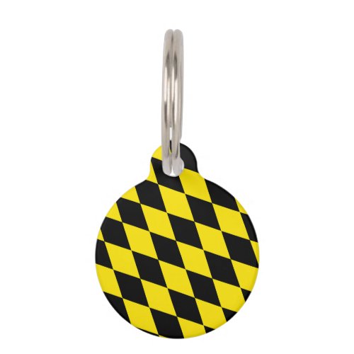 Black and Yellow Bavaria Diamond Flag Pattern Pet ID Tag