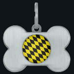 Black and Yellow Bavaria Diamond Flag Pattern Pet ID Tag<br><div class="desc">Elegant,  stylish and sophisticated Bavarian flag rhombus pattern in black and yellow color. Modern and trendy gift,  perfect for the diamond-lozenge pattern lover in your life.</div>