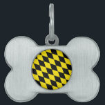 Black and Yellow Bavaria Diamond Flag Pattern Pet ID Tag<br><div class="desc">Elegant,  stylish and sophisticated Bavarian flag rhombus pattern in black and yellow color. Modern and trendy gift,  perfect for the diamond-lozenge pattern lover in your life.</div>