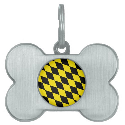 Black and Yellow Bavaria Diamond Flag Pattern Pet ID Tag