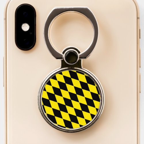 Black and Yellow Bavaria Diamond Flag Pattern Phone Ring Stand