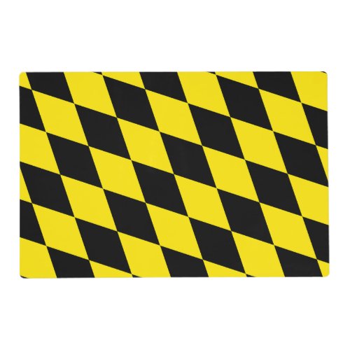 Black and Yellow Bavaria Diamond Flag Pattern Placemat