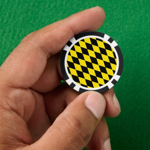 Black and Yellow Bavaria Diamond Flag Pattern Poker Chips