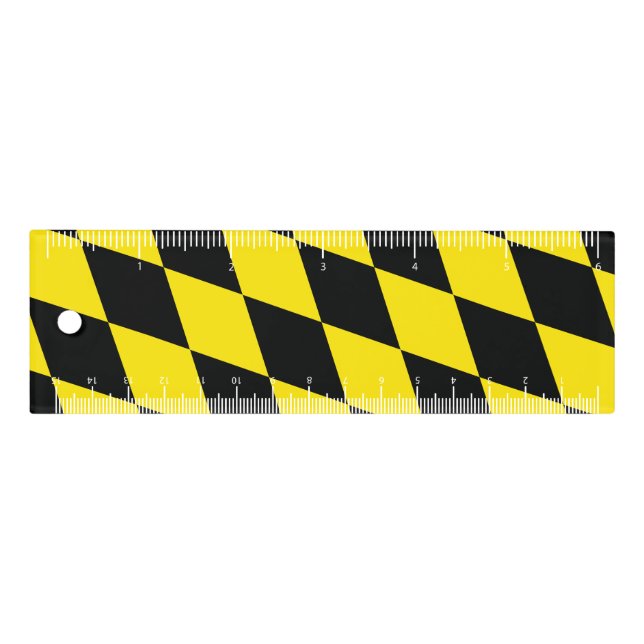 Black and Yellow Bavaria Diamond Flag Pattern Ruler (Front)
