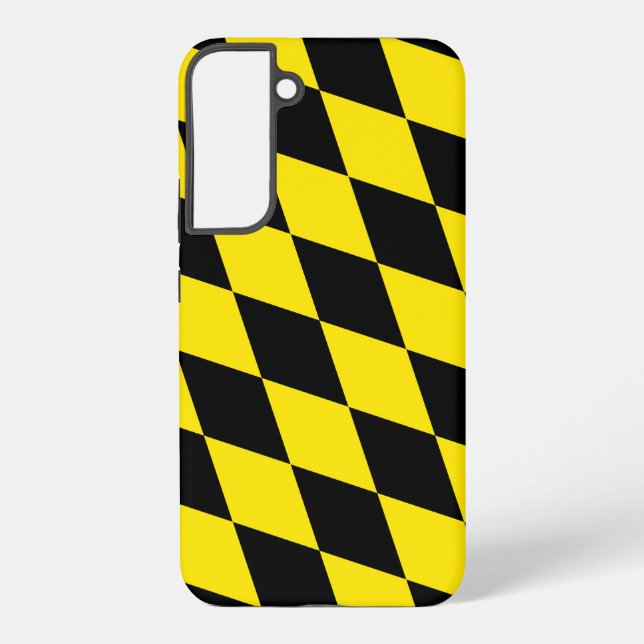 Black and Yellow Bavaria Diamond Flag Pattern Samsung Galaxy Case (Back)