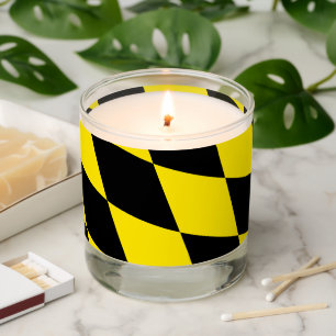 Black and Yellow Bavaria Diamond Flag Pattern Scented Candle