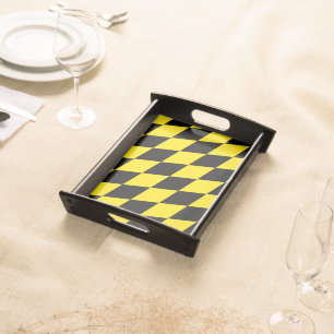 Black and Yellow Bavaria Diamond Flag Pattern Serving Tray