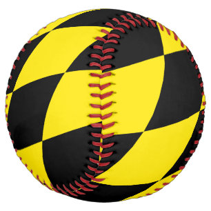 Black and Yellow Bavaria Diamond Flag Pattern Softball