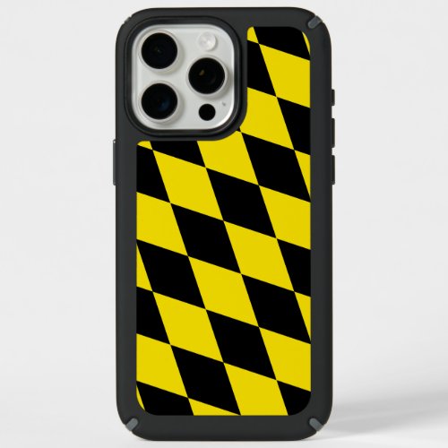 Black and Yellow Bavaria Diamond Flag Pattern iPhone 15 Pro Max Case