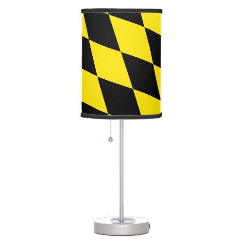 Black and Yellow Bavaria Diamond Flag Pattern Table Lamp