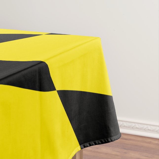 Black and Yellow Bavaria Diamond Flag Pattern Tablecloth (In Situ)