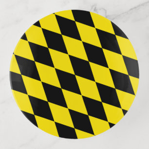 Black and Yellow Bavaria Diamond Flag Pattern Trinket Tray
