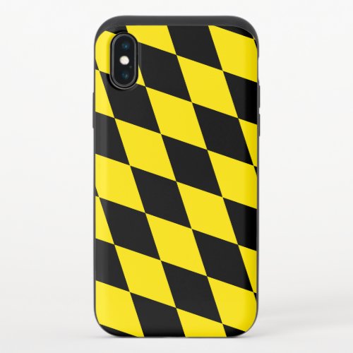 Black and Yellow Bavaria Diamond Flag Pattern iPhone XS Slider Case