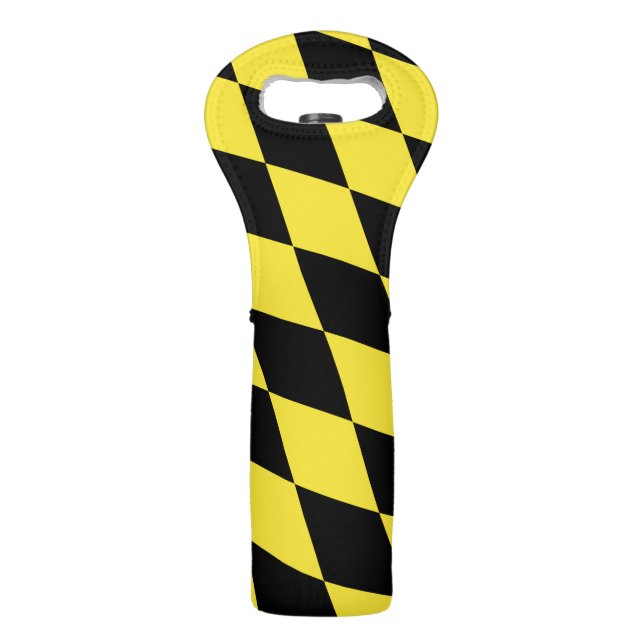 Black and Yellow Bavaria Diamond Flag Pattern Wine Bag (Front)