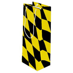 Black and Yellow Bavaria Diamond Flag Pattern Wine Gift Bag