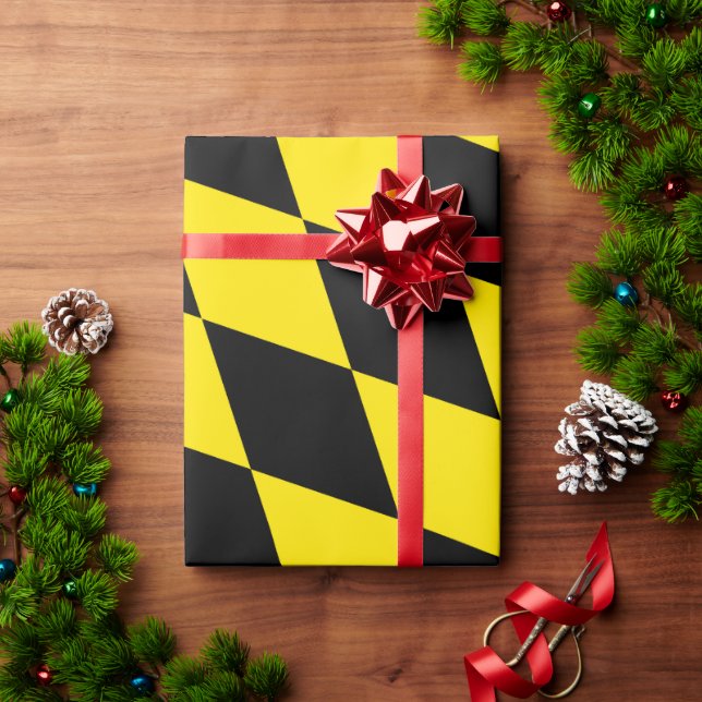 Black and Yellow Bavaria Diamond Flag Pattern Wrapping Paper (Holiday Gift)