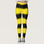 [ Thumbnail: Black and Yellow Bee-Inspired Stripes Leggings ]