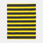 [ Thumbnail: Black and Yellow Bee-Inspired Stripes Pattern Fleece Blanket ]