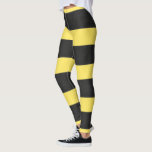 [ Thumbnail: Black and Yellow Bee-Like Stripes Pattern Leggings ]
