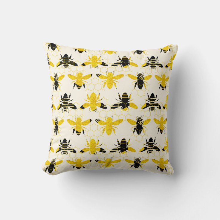 Black And Yellow Bumble Bee Accent Pillow 