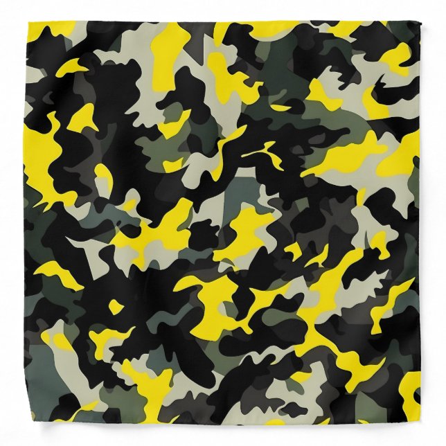 Black and Yellow Camouflage Pattern Bandana (Front)