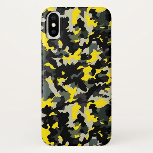 Black and Yellow Camouflage Pattern iPhone X Case