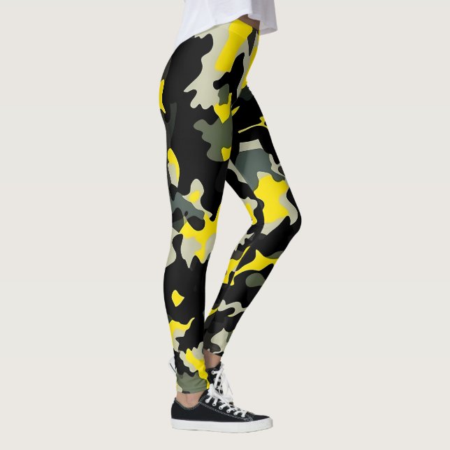 Black and Yellow Camouflage Pattern Leggings (Right)