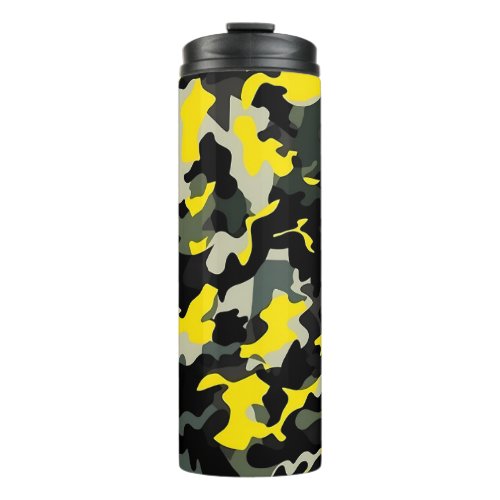 Black and Yellow Camouflage Pattern Thermal Tumbler