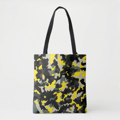 Black and Yellow Camouflage Pattern Tote Bag