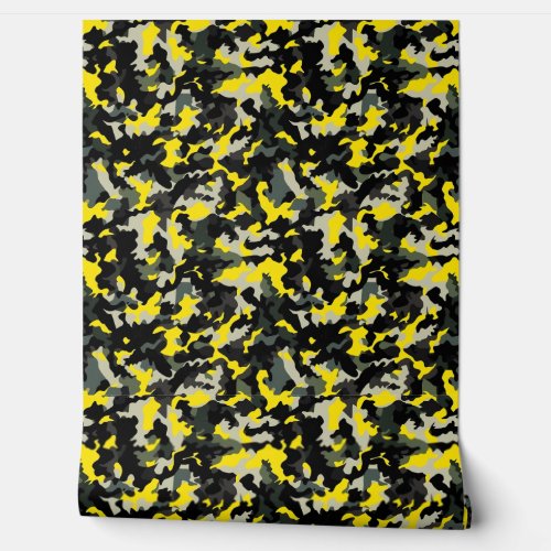 Black and Yellow Camouflage Pattern Wallpaper